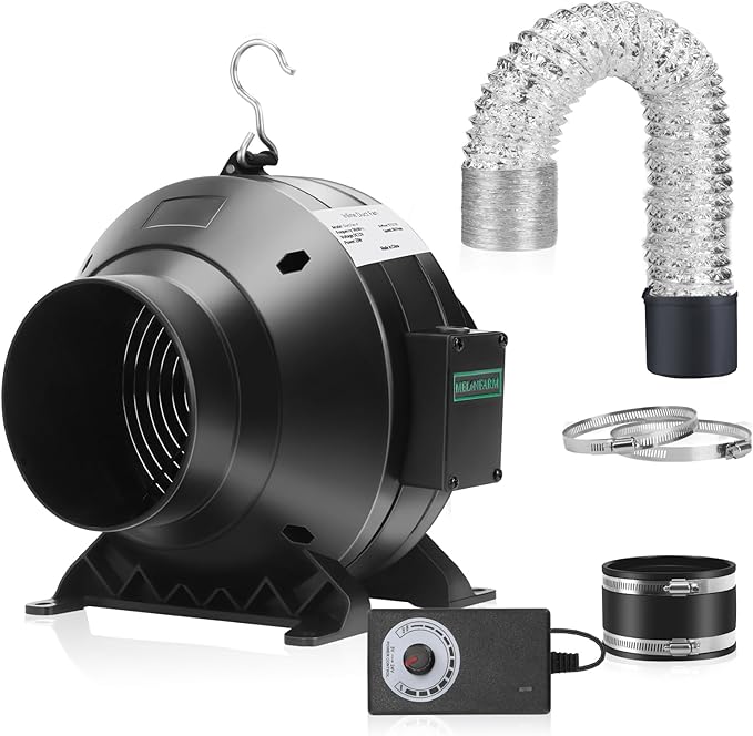 Air Filtration Kit, 6.6 Ft Ducting & Rubber Coupler, Ventilation Exhaust Fan by MELONFARM