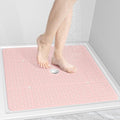 OTHWAY Square Shower Mat, 27"x 27" Extra Large Shower Mats for Inside Shower, TPE Anti Slip Shower mat with Suction Cups Drain Holes, Machine Washable Shower Floor Mat (Light Pink)