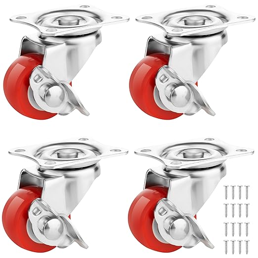 1 Inch Caster Wheels Heavy Duty Casters Set of 4 Lockable Cart Wheels by Castrek