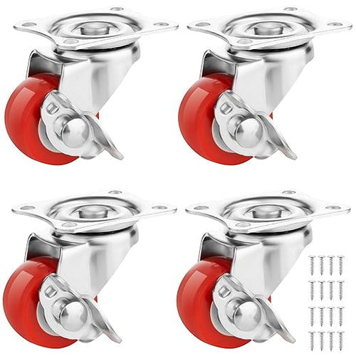 1 Inch Caster Wheels Heavy Duty Casters Set of 4 Lockable Cart Wheels by Castrek