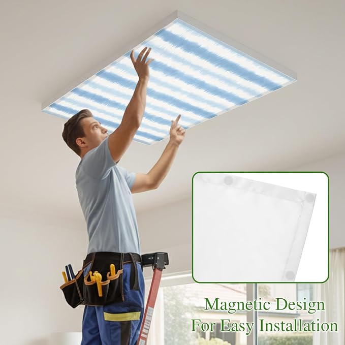 Fluorescent Light Covers for Drop Ceiling Vertical Halation Blue White Striped - Image 6