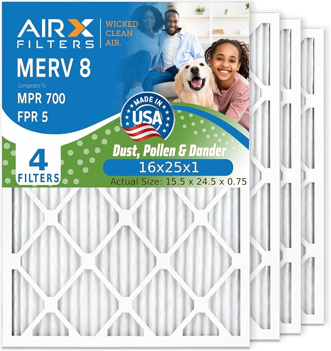 AIRX FILTERS WICKED CLEAN AIR. 16x25x1 Air Filter MERV 8 Electrostatic Pleated by AIRXFILTERSWICKEDCLEANAIR