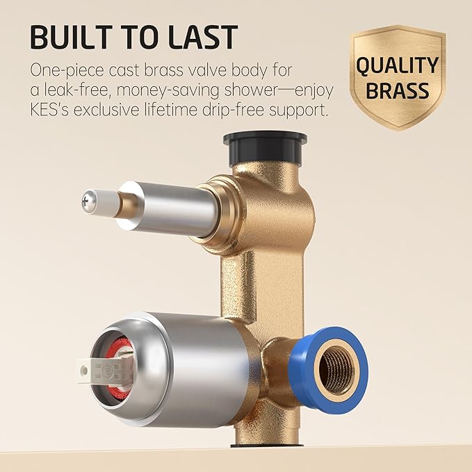 KES Shower Faucet Set, Shower System 12 Inch Rain Shower Head with Handheld Spray, Pressure Balance Shower Faucets Sets Complete Brushed Nickel (cUPC Certified Shower Valve Included), XB6230S12F18-BN
