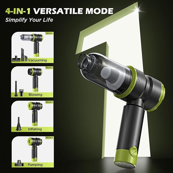 Handheld Car Vacuum with 15000PA Power, 4 in 1 Powerful Cordless Vacuum Cleaner - Image 3
