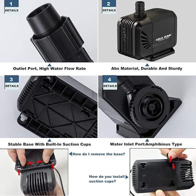 900 GPH 45W Submersible Water Pump and 10 FT Tube - Image 9
