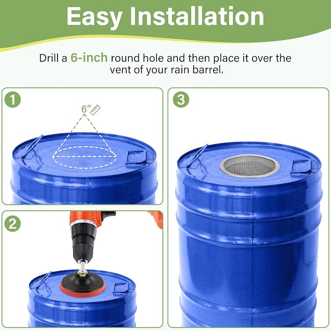 6" Rain Water Barrel Screen Filter - Image 6