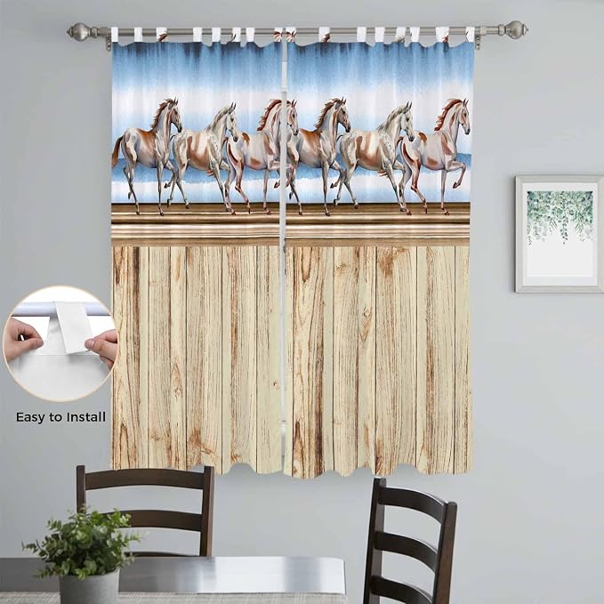 Western Horse Living Room Curtains 96 Inch Length, Window Curtains Tab Top - Image 4