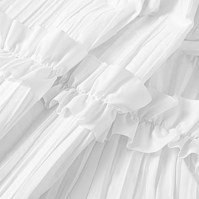ROSERY No Hook Ruffle Shower Curtain with Snap in Fabric Liner Set, Ruched Vintage Farmhouse Shower Curtain for Bathroom with See Through Window, Ruffle Pattern, 71" W x 74" L