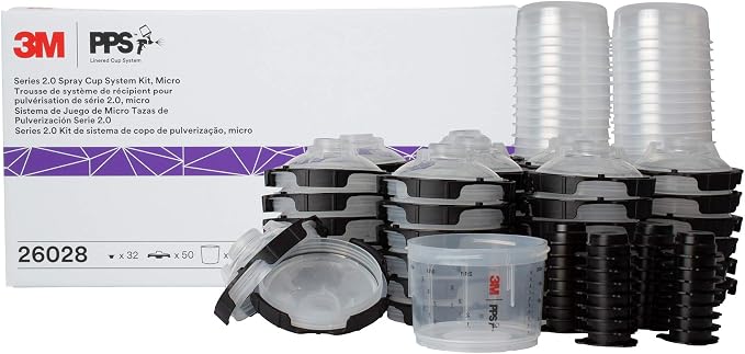 3M PPS 2.0 Spray Gun Cup, Lids and Liners Kit, 3 Ounces, 200-Micron Filter by 3MAutomotive