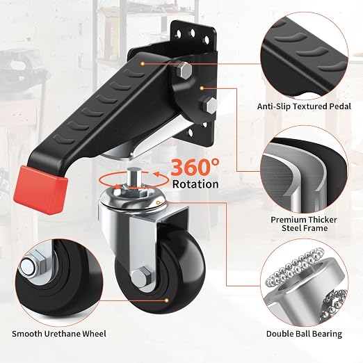 SPACEKEEPER Workbench Casters kit 720 Lbs Retractable Casters Heavy Duty Bench - Image 2