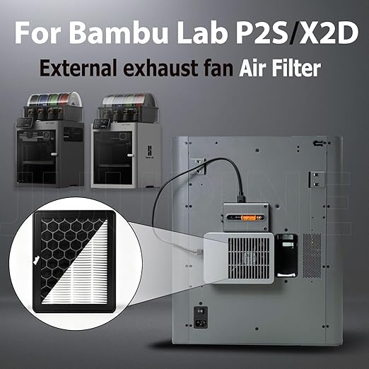 3PK Air Filter for Bambu Lab X2D, P2S External Exhaust Fan HEPA 13+Activated - Image 2