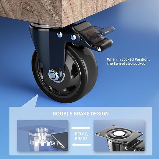 3 Inch Casters Set of 4 Heavy Duty, Caster Wheels - Image 5