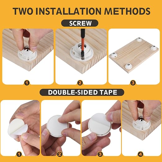 Self Adhesive Caster Wheels Low Profile Swivel Universal Steel Ball Rollers | - Image 7