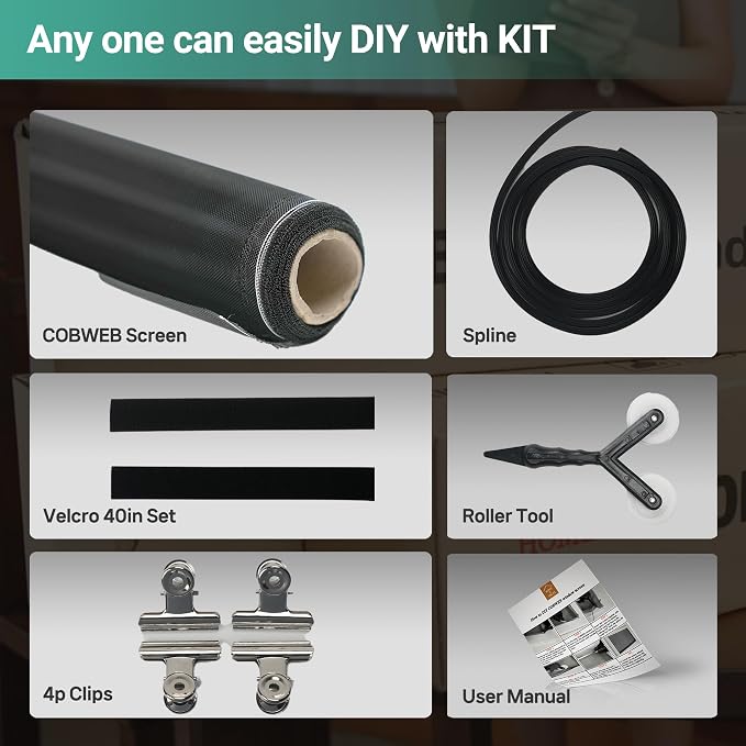 Premium Window Screen Replacement DIY KIT 39"51" Blocks Rain, Pet Scratch - Image 6