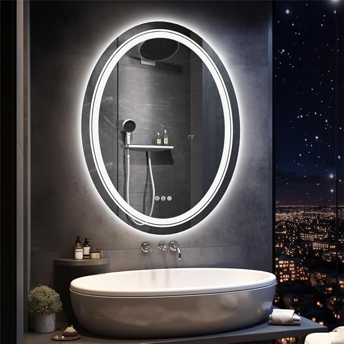 LUVODI Lighted LED Bathroom Mirror: 28”x20” Oval Wall Mounted Makeup Mirror by LUVODI