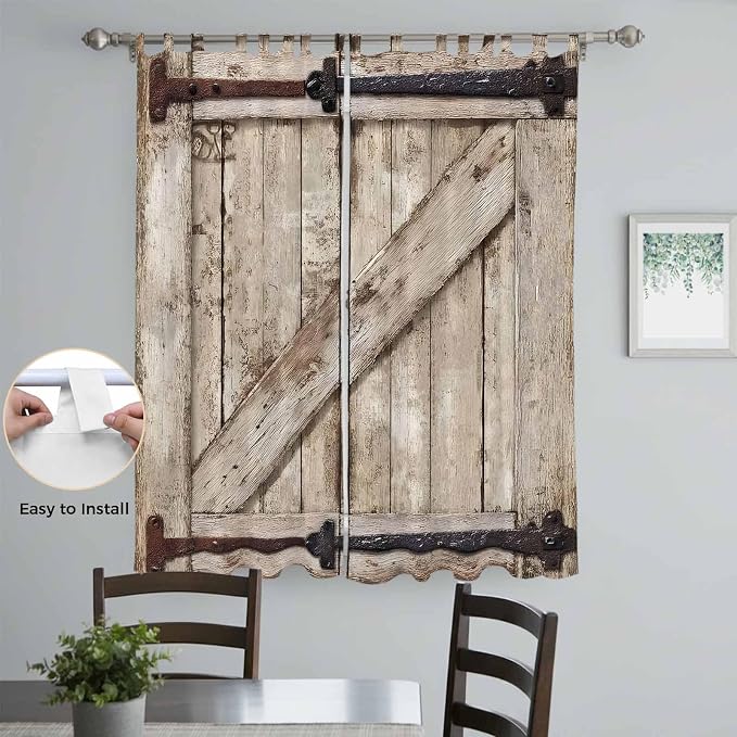Farmhouse Wood Grain Living Room Curtains 84 Inch Length, Window Curtains Tab - Image 4