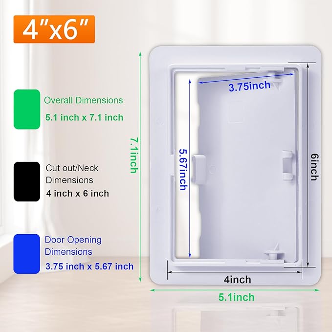 Suteck Plastic Access Panel for Drywall Ceiling 4 x 6 Inch Reinforced Plumbing Wall Access Doors Removable Hinged White