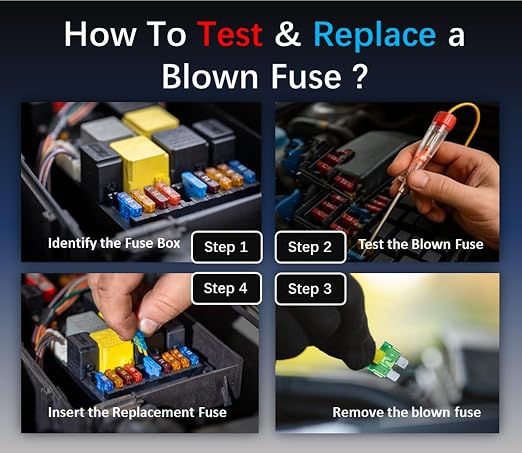120Pcs Car Fuse Kit with Tester & Puller, Mini Car Fuses Assortment Kit – 12V - Image 5