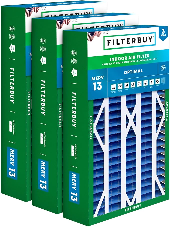 Filterbuy 16x28x6 Air Filter MERV 13 Optimal Smoke & Allergy Defense, Pleated by Filterbuy