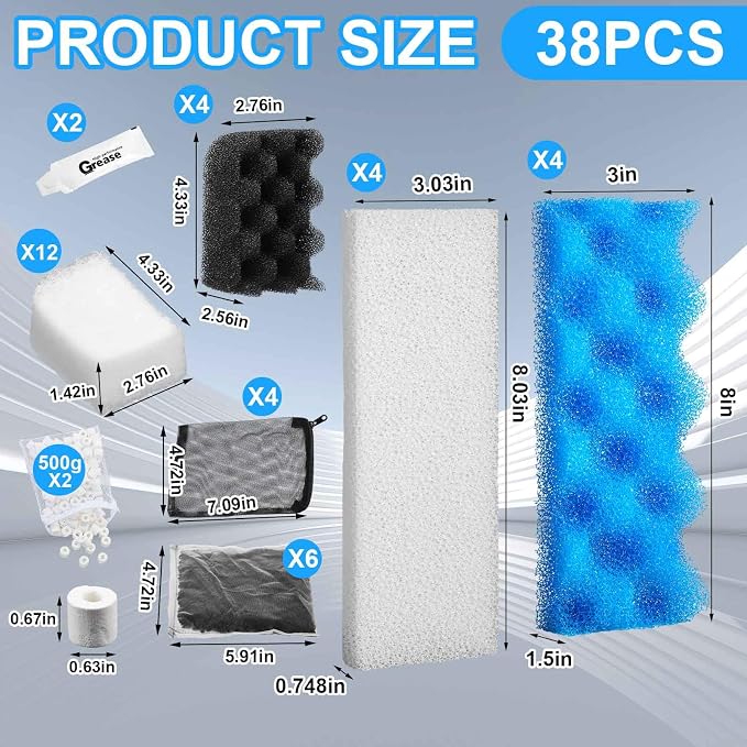 36 Pcs Aquarium Filter Media Kit Compatible - Image 2