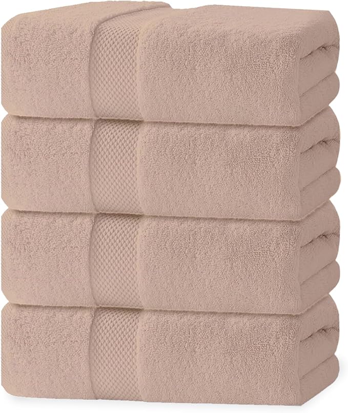 100% Cotton Bath Towel Set, Set of 6 Bath Towels, 2 Bath Towel, 2 Hand Towels, 2 Wash Cloths for Showering, Highly Absorbent Bathroom Set, Super Soft & Quick Dry Towels for Bathroom, Blush