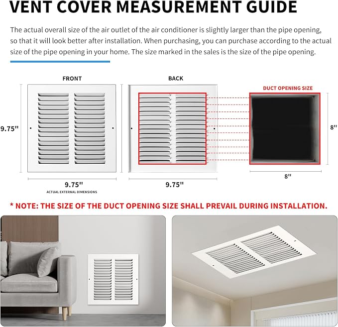 8x8 Vent Cover, Air Return Vent Cover, Flat Vent Cover, Rejillas De Aire - Image 4