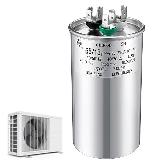 55+15 uF±6% 370/440V CBB65 Dual Run Round Capacitor by Fiada