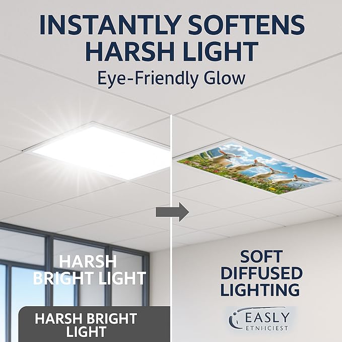 2 Pack Fluorescent Light Covers 4x2 ft Magnetic Light Covers - Image 2