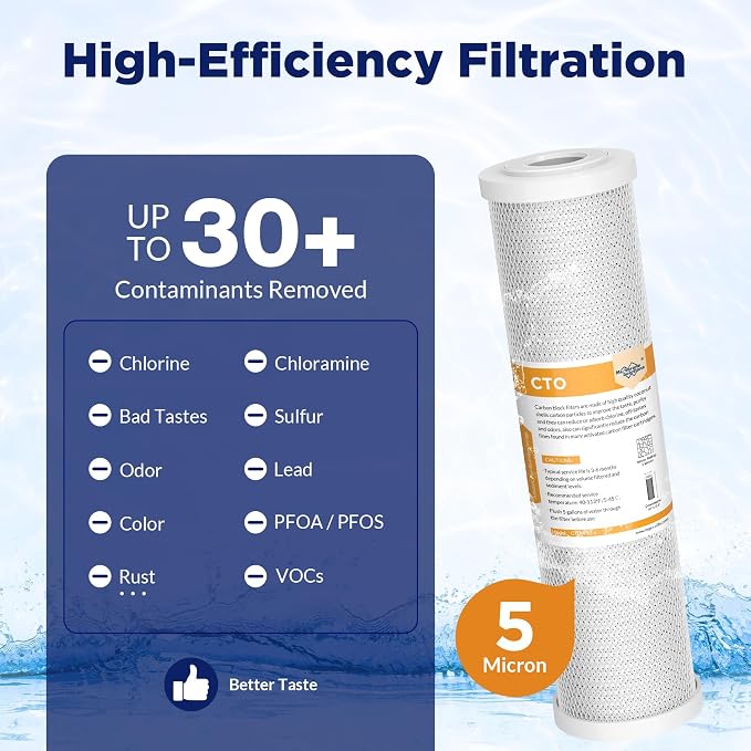 Membrane Solutions 5 Micron 2.5" x 10" CTO Carbon Block Water Filter Cartridge - Image 4