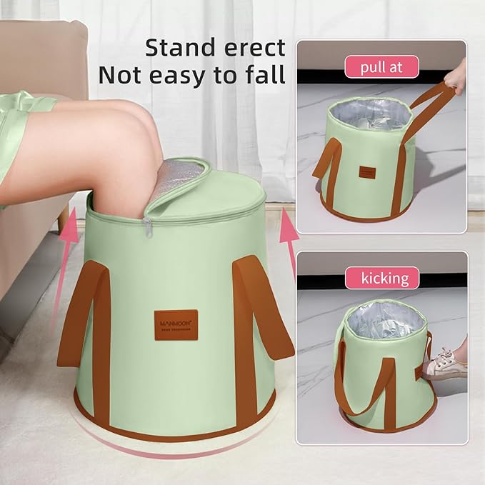 25L Collapsible Bucket Foot Bath Basin， Multifunctional Portable Foot Bath Tub Bag with Handles,Travel Outdoor Camping Portable Foot Soaking Spa Bucket (Green)
