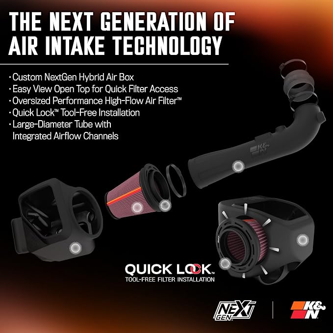 K&N NextGen Cold Air Intake System: High-Flow Cotton Filter: Compatible - Image 3