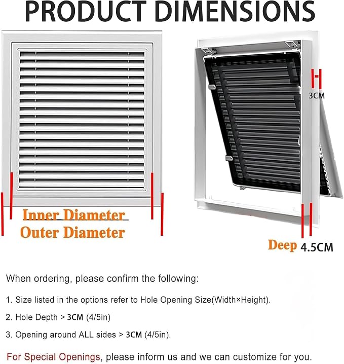 Air Filter Grille Vent Cover, Metal Louvre Ventilation Access Panel - Image 2