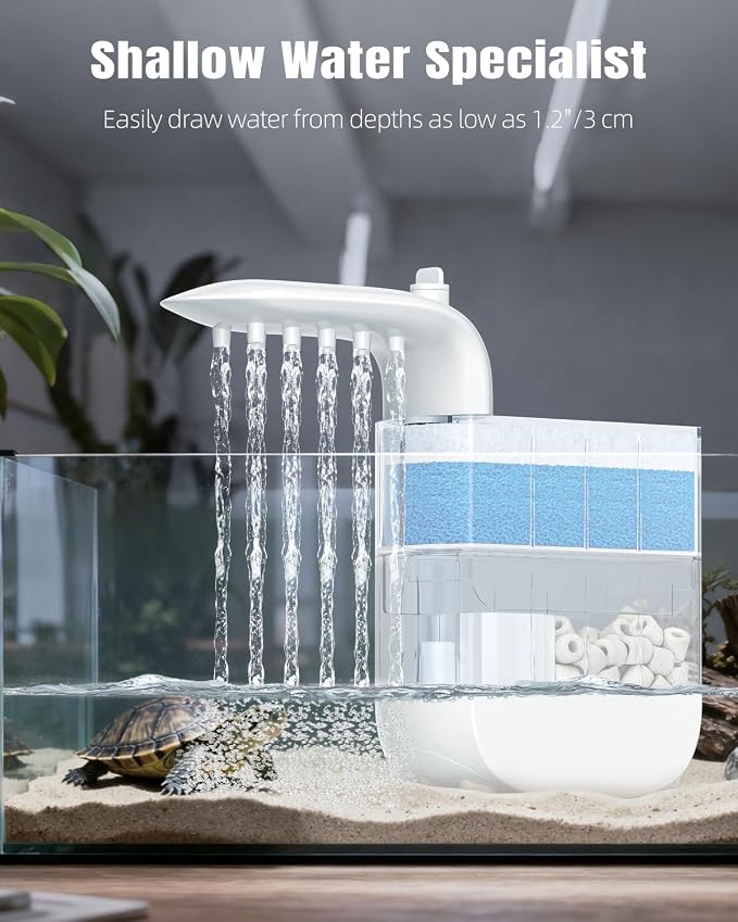 Pawfly 106 GPH 5 W Turtle Tank Filter, Low Water Level Turtle Filter - Image 2