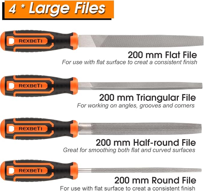 REXBETI 25Pcs Metal File Set, Premium Grade T12 Drop Forged Alloy Steel - Image 3
