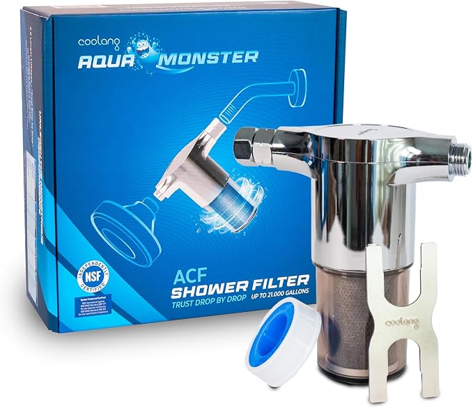 Aquamonster ACF Shower Filter | NSF Certified Chlorine Removal | 21, 000 Gallon by COOLANG