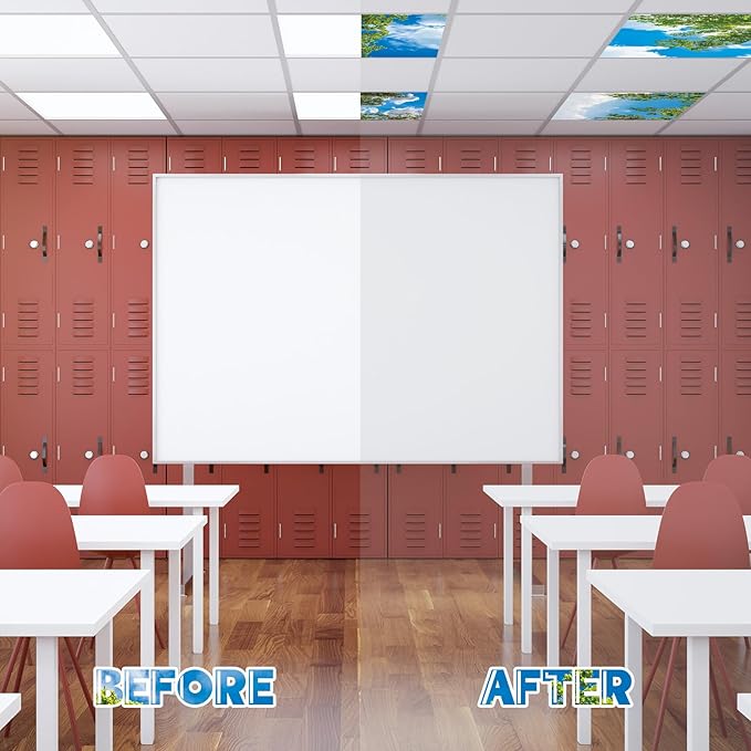 Amylove 4 Pcs Fluorescent Light Covers Classroom Ceiling Panels Light Filters - Image 4