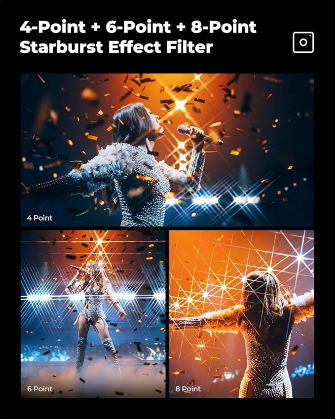 K&F CONCEPT 72mm Star Filters Kit 4 Points 6 Points 8 Points Cross Screen - Image 5