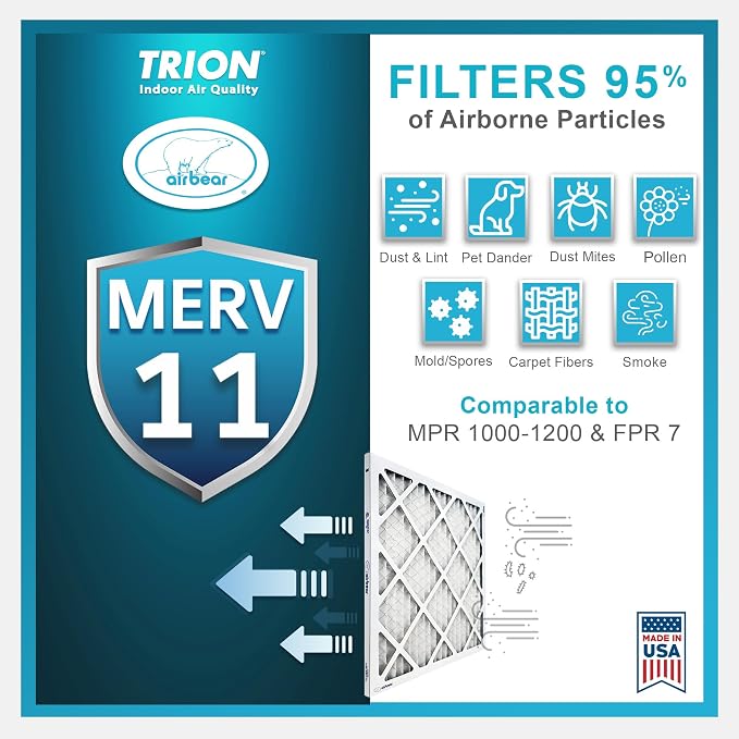 16x25x3 Air Filter MERV 11 TRION Air Bear Pleated HVAC Air Filter Replacement - Image 5