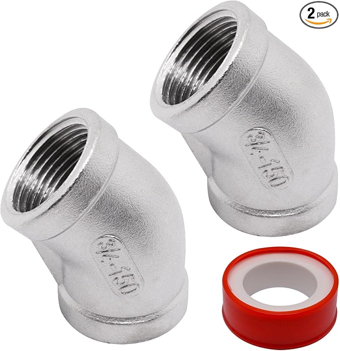 45 Degree Elbow 2PCS, 3/4" NPT Female x 3/4" NPT Female 304 Stainless Steel by SSYDIEN