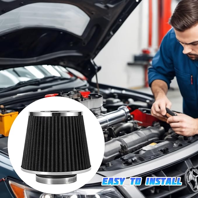 Clamp-On Car Air Intake Filter, 3 In/3.5 In/4 In Three Different Size High-Flow - Image 5