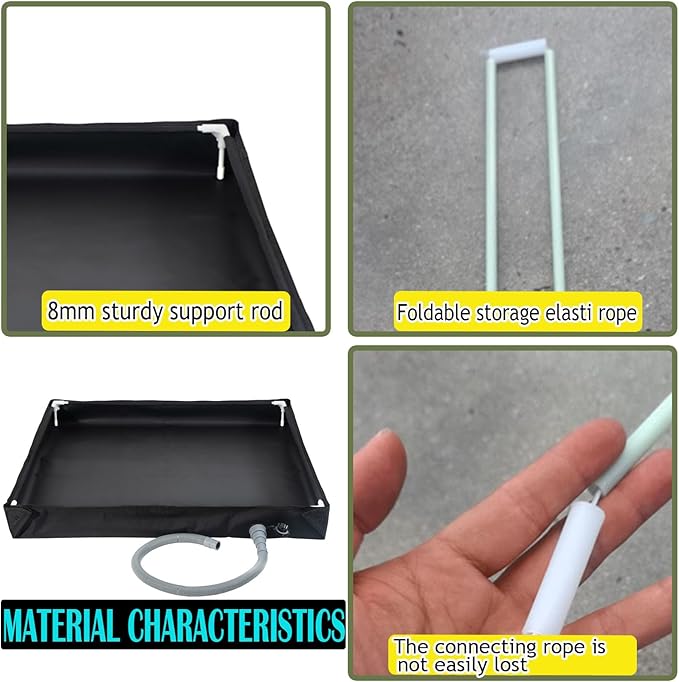 Portable Shower Pan, Foldable Outdoor Shower Floor with Drain & Storage Bag, RV Shower Pan Camping Shower Base for Outdoor, Indoor, Camping, Beach, Pet Bath