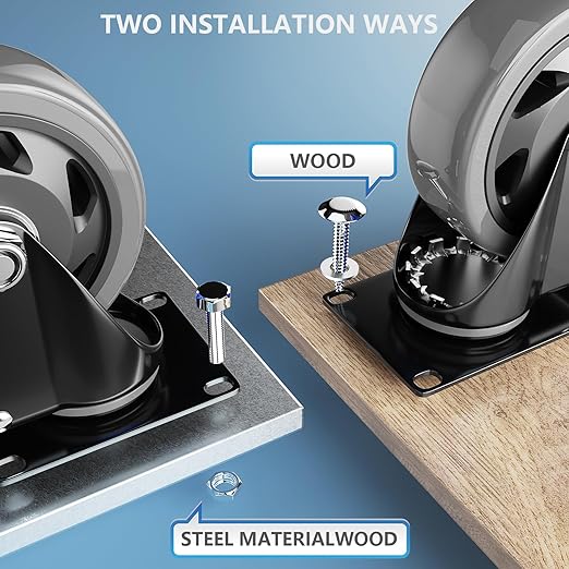 4 Inch Caster Wheels Heavy Duty 2200Lbs, Casters Set of 4 - Image 3