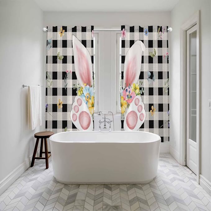Easter Window Curtains 72 Inch Long 2 Panel Set, Rod Pocket Long Curtains & - Image 5