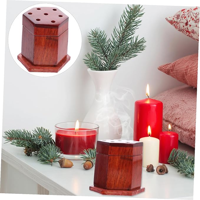ULTECHNOVO 2pcs Hexagonal Wooden Incense Burner Decorative Censer - Image 7