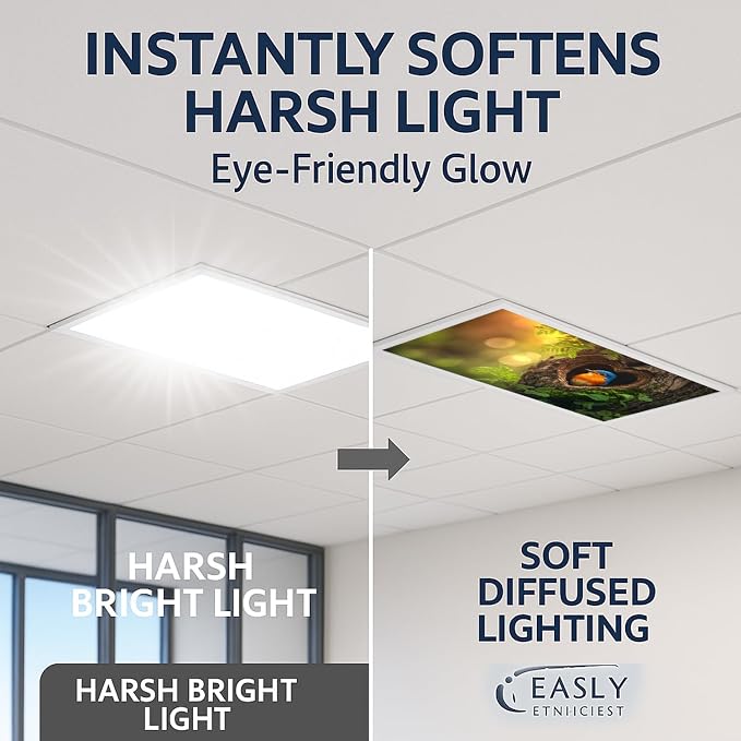 2 Pack Fluorescent Light Covers 4x2 ft Magnetic Light Covers - Image 2