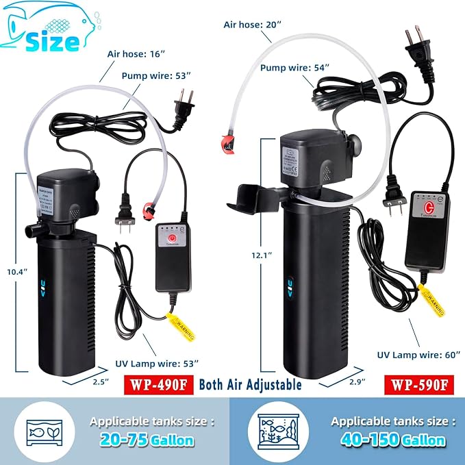 Aquarium Filter U-V w/Scientific 3, 24H Timer 200GPH - Image 6
