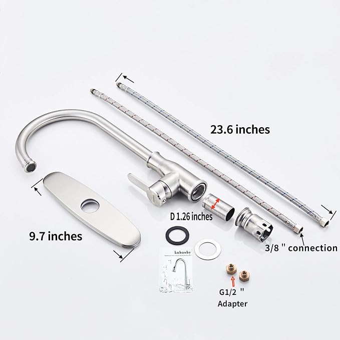 Single Handle Kitchen Faucet Stainless Steel Brushed Nickel，Modern High Arc - Image 6