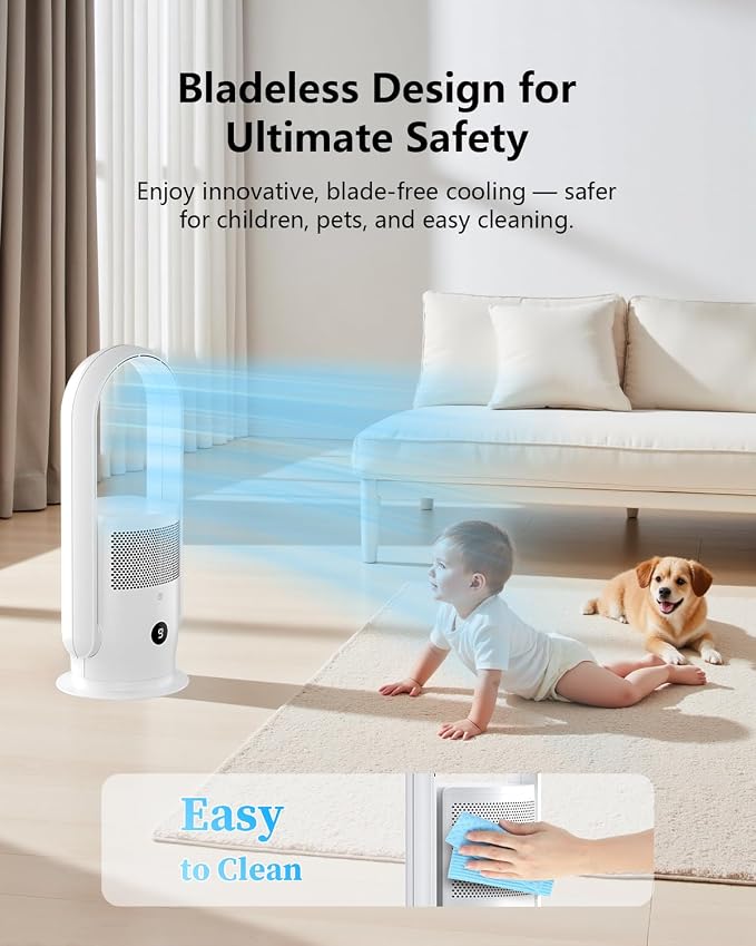 ULTTY Bladeless Tower Fan and Air Purifier Combo, Quiet Oscillating Fan - Image 3
