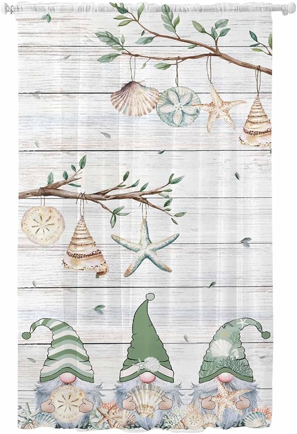 Sheer Curtains 96 Inches Long, Sage Green Gnomes Semi Sheer Curtains Light by Unknown
