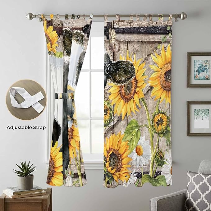 Retro Farmhouse Flower Living Room Curtains 84 Inch Length, Window Curtains Tab - Image 5